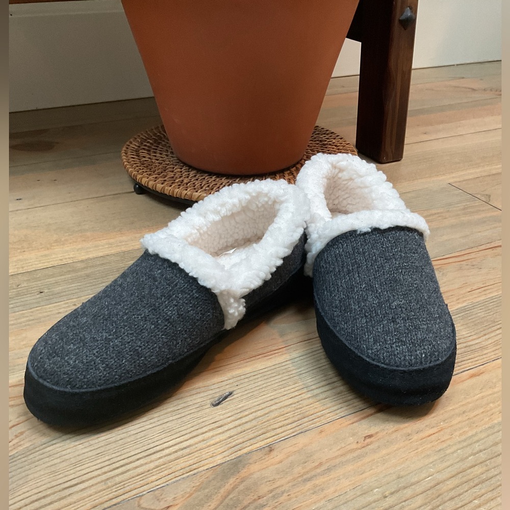 ‼️ACORN RAGG MOCCOSAIN DARK CHARCOAL RAG WOOL SLIPPERS‼️